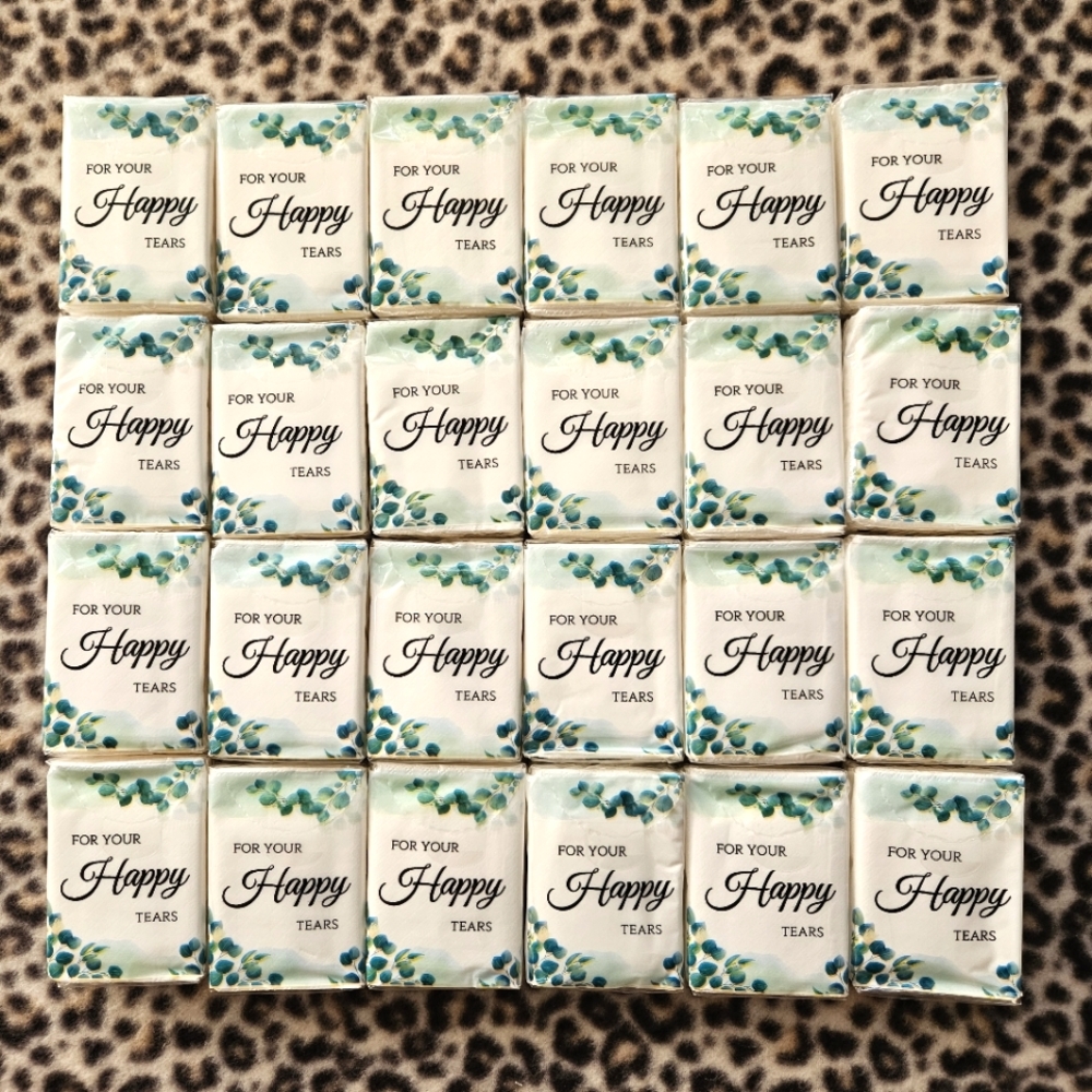 24 Packs of Facial Tissues for Wedding, "For Your Happy Tears", 10 Tissues/Pack
